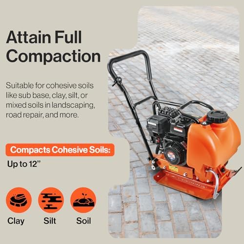 SuperHandy Plate Compactor Heavy Duty 7HP 4200lbs Impact Force - w/Water Tank for Concrete and Dirt