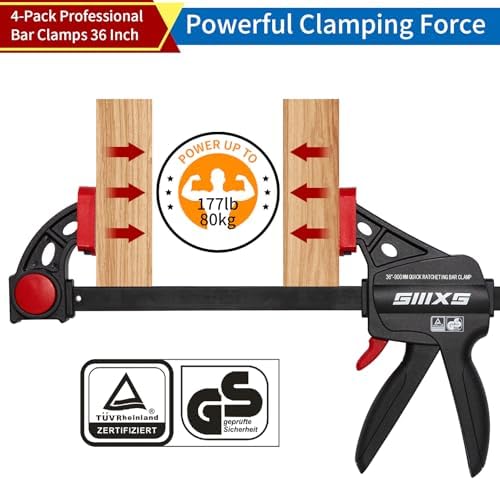 4-Pack 36" Bar Clamps for Woodworking Set with GS Certificate
