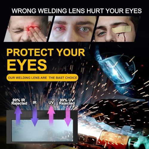 Gold Shade 10 Auto Darkening Welding Lens 2x4 1/4,True Color Blue Welding Lens,True Color Technology,Solar Charging,Fit Most Pancake and Pipeliner Welding Hoods,Auto Darkening Welding Lens 2x4.25