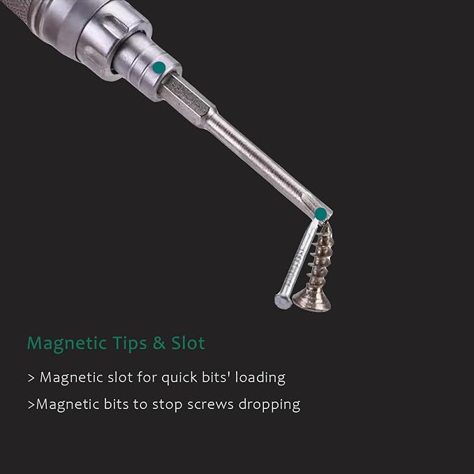 Small Precision Screwdriver Set for Electronics,22-in-1 Mini Screwdriver Set with 22 S2 Magnetic Screw Driver Bits and Extendable Handle,Multi-bit Tool Kit for Eyeglass Computer Laptop Watch