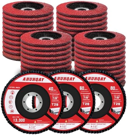 40 Pack 4-1/2" Ceramic Flap Discs for Angle Grinder, 40/60/80 Grit Type 29 Sanding Wheels, Abrasive Grinding Discs for Metal, Stainless Steel and Wood, Polishing Finishing Kit