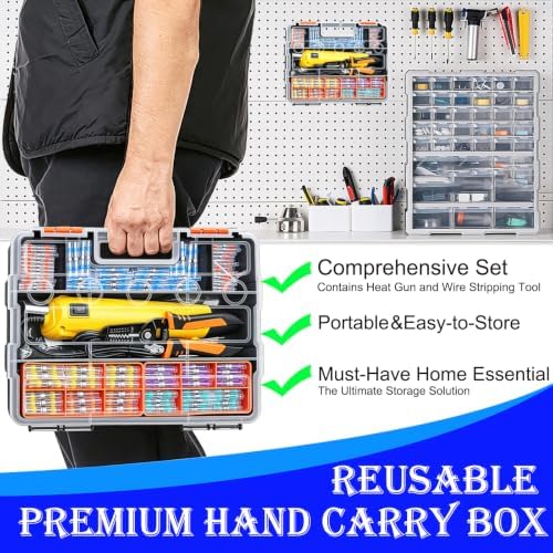 532PCS Heat Shrink Solder Seal Wire Connectors Kit with Mini Heat Gun, Solder Stick Wire Connectors Waterproof Wire Electrical Connector Kit for Marine, Automotive, Boat, Truck (26-6 Gauge)