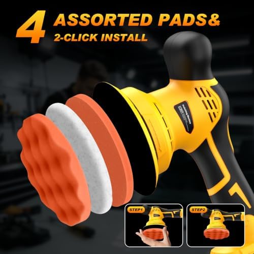 Cordless Car Buffer Polisher kit Compatible with DEWALT 20V Battery(No Battery), 6 Inch 9 Speed Orbital Polisher, 1800-7200RPM, for Car Boat Waxing/Scratch