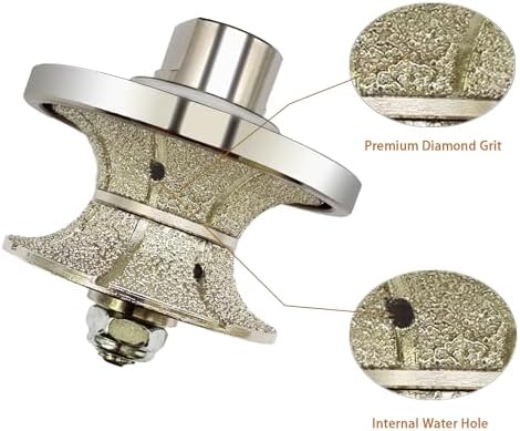 V30 Diamond Full Bullnose Profile Wheel Diamond Hand Profiler Router Bit Wheel Vacuum Brazed with 5/8-11 Thread for Grinder Polisher Granite Marble Concrete and Countertop Edge Shaping