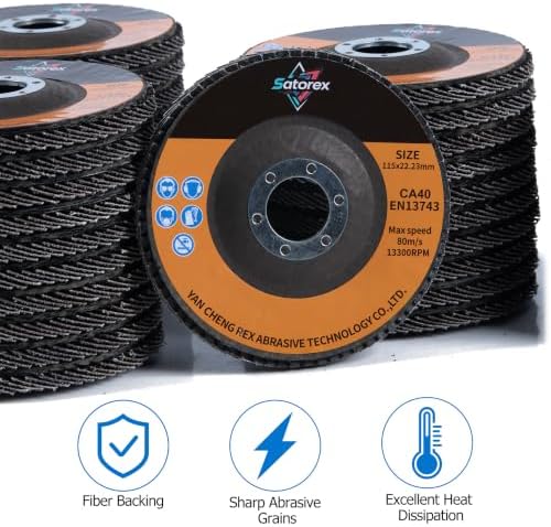 40 Pack 4.5" x 7/8" Premium Calcined Alumina Flap Disc, 60 Grit Type 29, 4 1/2 for Angle Grinder, Flap Sanding Disc for Stainless Steel, Metal, Wood