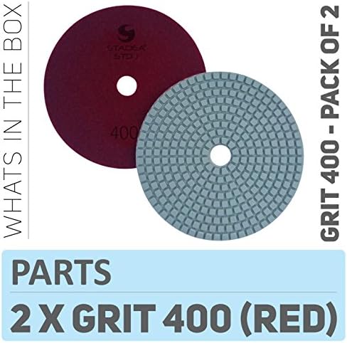 PPW123D Diamond Polishing Pads 4" For Concrete Terrazzo Stone Marble Granite Countertop Floor Wet Polishing, Grit 400 - Pack of 2