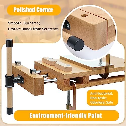 Wood Vise Workbench, Desktop Hard Woodworking Vise Workbench with Two G-type Fixing Clips Portable Smart Vice Clamps for Woodworking Chiseling, Planing, Cutting, And Graving