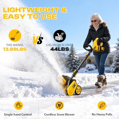 40V Cordless Snow Shovel, 16" Brushless Electric Snow Blower
