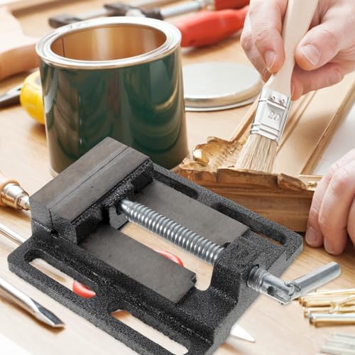 LIFKOME 3 Inch Cast Iron Drill Press Vise and Table Bench Clamp for Woodworking Milling and Drilling Machines, Small Workholding Device for Precision Clamping Random Color
