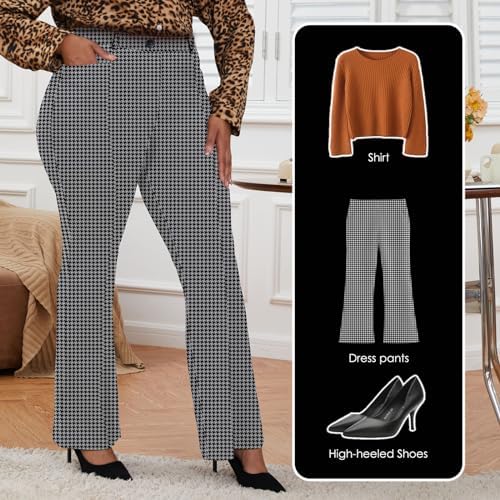 DGD Wrinkle-Free Stretch Dress Pants Plus Size for Women Pull-on Pant Ease into Comfort Office Pant
