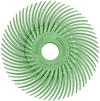 Dedeco Sunburst Radial Bristle Discs 12-Pack - 2" Curved - 3/8" Arbor - Light Green 14000 Grit (Ultra-Fine, 1 Micron) - Aluminum Oxide for Polishing & Finishing