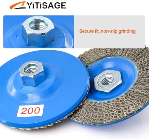 4.5" Diamond Flap Disc,Plastic Back Grinding Wheel for Marble,Ceramics,Sander Tile,Stone,Glass,Concrete(Grit 200-1pc)