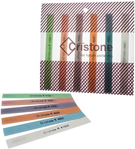 MIRACLE Cristone Ceramic Fiber Stones 6 Pcs Set 100L x 10W x 1T mm for Grinding Polishing Deburring Lapping Metal Wood Molds Plastic Pneumatic Electric Rotary #150#200#400#600#800#1000