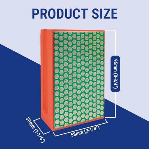 Diamond Hand Polishing Pad Diamond Sanding Block Foam Backed Diamond Sponge Sanding Pads for Wet or Dry Grinding polishing for Granite Marble Stone Tile Glass Ceramic (4, 200# Hexagon)