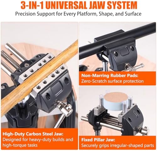WarBull 360° Swivel Bench Gun Vise, No-Drill Mounting with Dual Table Clamp