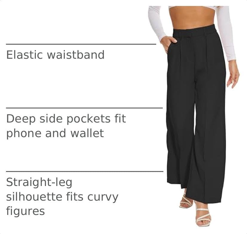 FUNYYZO Wide Leg Dress Pants for Women Work Slacks Business Casual Outfits