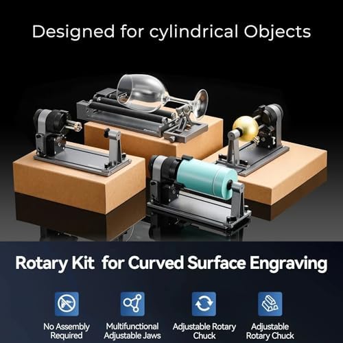 MD18 Rotary Roller, 3-in-1 Accessory Kit for K15 Pro A1 Pro M3 Z6 JL9, Cylindrical Craft Engraver for Cups Bottles Rings Baseball Bat
