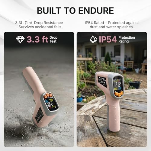 Tilswall Infrared Thermometer, Laser Temperature Gun -58°F~1112°F, Pink
