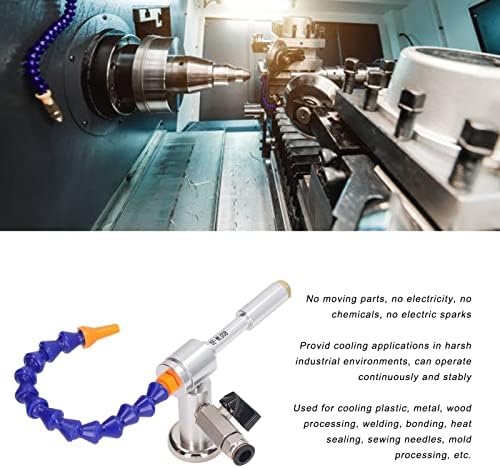 Diydeg Cold Air Dry Cooling Gun, 7 Bar 520Btu Cold Air Gun with Flexible Tube, Aluminum Alloy Dry Cooling Airflow Machine for Milling Drill, Welding (08 Miniature + Magnetic Base)
