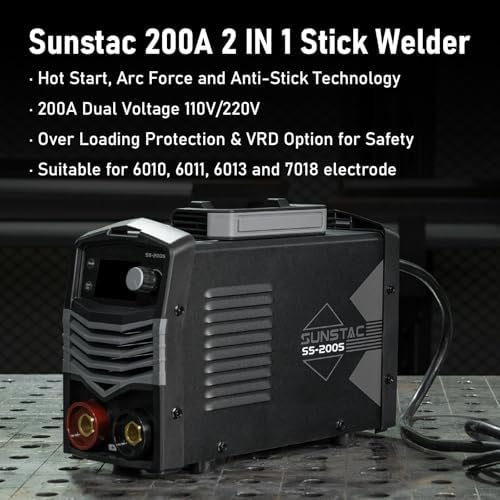 Sunstac 200A Stick Welder, Dual Voltage 110/220V with LCD Display