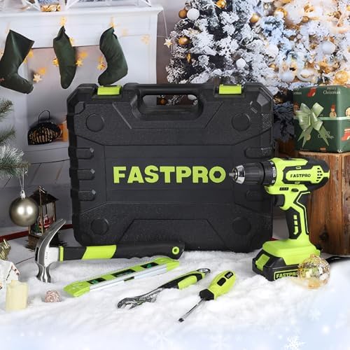 FASTPRO 20V Drill Set, Home Tool Kit with Tool Box,Green