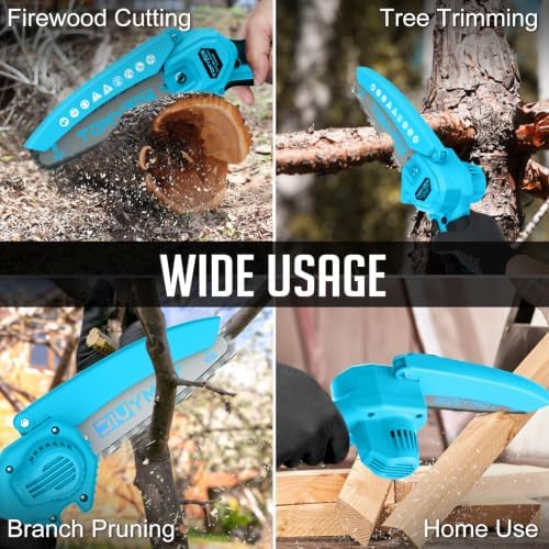Mini Chainsaw 6-Inch Battery Powered - Best Cordless Small Handheld Chain Saw with 2 Rechargeable Batteries - 21V Power Chain Saws Battery Operated for Tree Trimming Wood Cutting