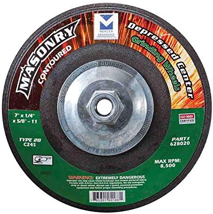 Mercer Industries 628020 - 7" x 1/4" x 5/8"-11 Type 28 Grinding Wheels for Masonry (10 pack)