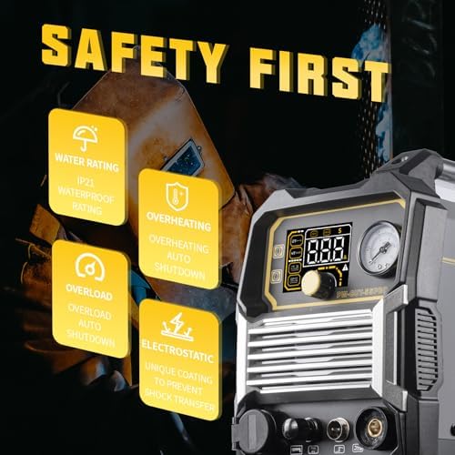 Plasma Cutter 55Amp High Frequency Non-Touch Pilot Arc,Digital Display IGBT Inverter 110/220V Dual Voltage Blowback Plasma Cutting Machine,2T/4T，5/8” Clean Cutting Thickness，PA/PT Adjustable