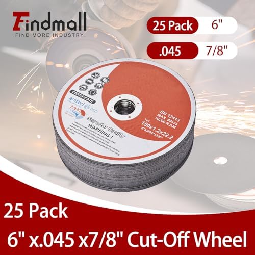 25 Pack 6"x.045"x7/8" Cut-Off Wheel - Metal & Stainless Steel Cutting Discs