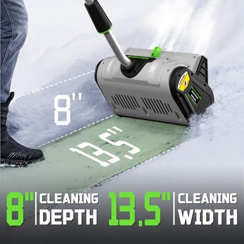 40V Brushless Cordless Snow Shovel, 13.5Inch Electric Snow Blower with 2X 4.0Ah Batteries & Quic Charger, Battery-Powered Snow Removal with 16.5FT Throw Distance for Patio, Deck, Driveway