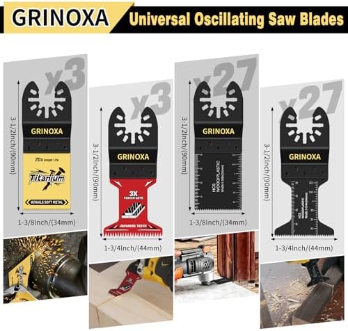 60PCS Multitool Blades, Oscillating Saw Blades with Titanium Coating, Japanese Teeth for Wood, Plastic & Metal, Universal Oscillating Tool Blades Fit DeWalt, Milwaukee, Ryobi, Fein