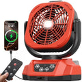 Battery Operated Fan for Milwaukee M18 battery, Camping Fan with USB A/C & LED Lights, 4 Speeds & Remote Control, Portable/Cordless/Battery Powered fan, for Outside, Jobsite (Battery Not Included)