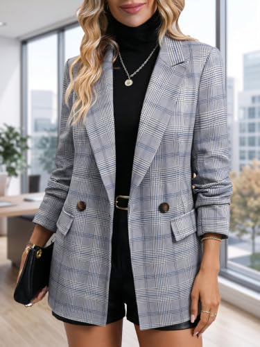 Mina Self 2026 Women's Fall Plaid Blazer Houndstooth Jacket Business Casual