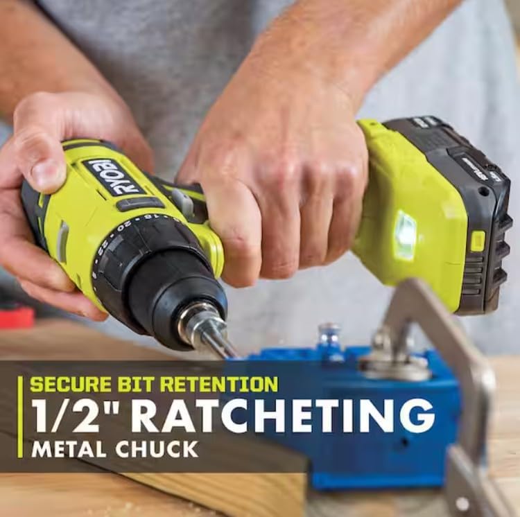 RYOBI Drill Impact Driver Combo Kit 18V ONE+ Cordless 2-Tool Set with Batteries Charger Tool Bag + Gloves