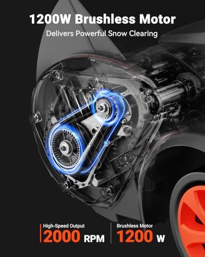 VOLTASK 48V 16.3-Inch Cordless Snow Shovel with LED Lights, Brushless Motor