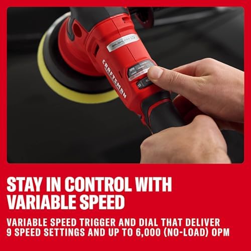 CRAFTSMAN 5 in. Dual Action Buffer Polisher, V20 Brushless Cordless Orbital Polisher with Side Handle, 9 Speed, Up to 6,000 OPM, Tool Only (CMCE150B)