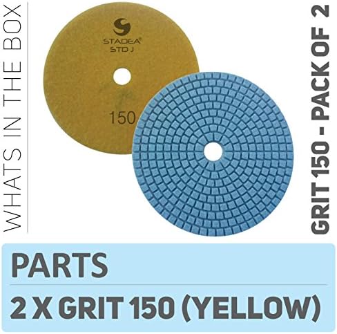 PPW121D Diamond Polishing Pads 4" For Concrete Terrazzo Marble Granite Stone Countertop Floor Wet Polishing, Grit 150 - Pack of 2