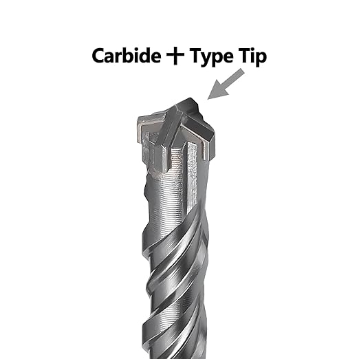 1-3/8 x 10 inch SDS Max Rotary Hammer Drill Bit, 35x260mm Carbide Tip Masonry Drill Bit,Concrete Drill Bit for Masonry, Brick, Stone, Concrete (Length :260mm / 10 inch, 35mm (1-3/8 in) Diameter)