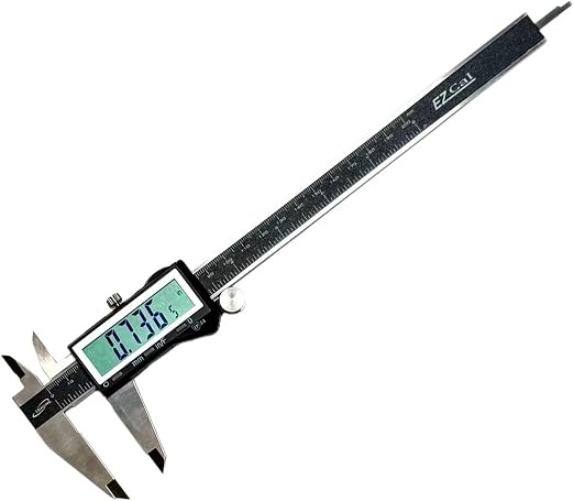 iGAGING EZCal Digital Caliper 0-8"/200 mm - IP54 Electronic Caliper with Extra-Large LCD Display - Quick & Accurate Measurements in Inch, Metric, & Fraction Modes - Includes Case, Manual, & Battery
