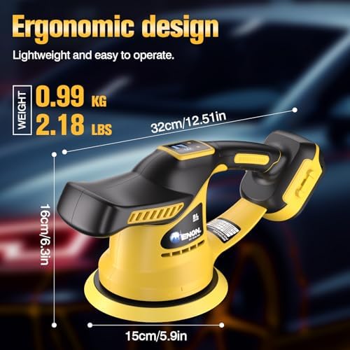 Brushless Cordless Car Buffer Polisher Kit Compatible with Dewalt 20V Battery Dual Action Random Orbital Polishing with 6-Speed for Auto Detailing, Waxing & Paint Correction（NOT Include Battery)