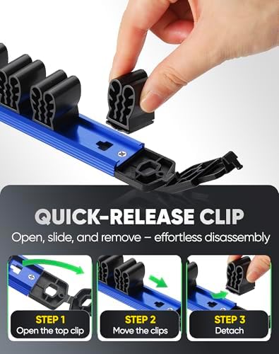 ALOANES 6PC Magnetic Tool Organizer Set - 36 Slot Screwdriver Holder & 42 Clip 3/8" Socket Rail, Heavy Duty Aluminum for Toolbox & Pegboard (Blue)