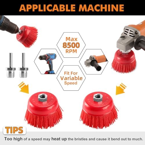 POLIWELL 2 Pack 4 Inch Abrasive Nylon Bristle Cup Brush