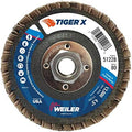 Weiler 51228 Tiger X Flap Disc, Ceramic and Zirconia Alumina, Flat, Phenolic Backing, 80 Grit', 4-1/2", 5/8-11" Arbor Hole (Pack of 10)