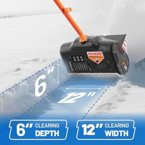 Litheli 20V Cordless Snow Shovel, 12'' Electric Snow Blower with 4 Ah Batteries Included, Lightweight Battery-Powered Snow Thrower for Driveway & Sidewalk