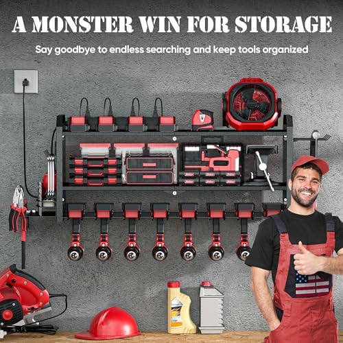 Nacial Power Tool Organizer Wall Mount with Charging Station, Drill Holder