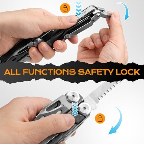 BIBURY 22-in-1 Titanium Plated Multitool Pliers with Scissors,Self-locking