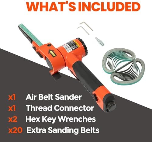 3/8"x 13" Air Belt Sander with 20Pcs Zirconia 40/60/80/120 Grit Belts