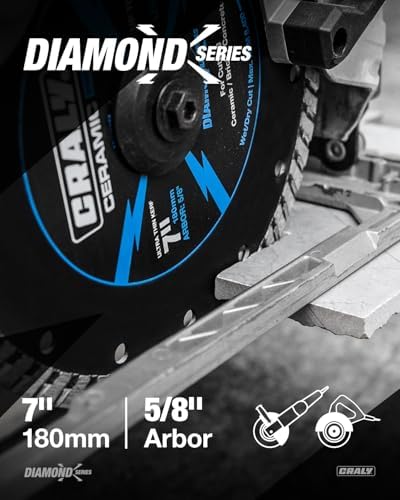 CRALY 7 Inch Ultra Thin Turbo Diamond Blade, 5/8 in Arbor, 7'' Diamond Stone Blade for Angle Grinder & Circular Saw, Diamond Cutting Wheel for Cutting Granite, Concrete, Brick, Marble, Masonry