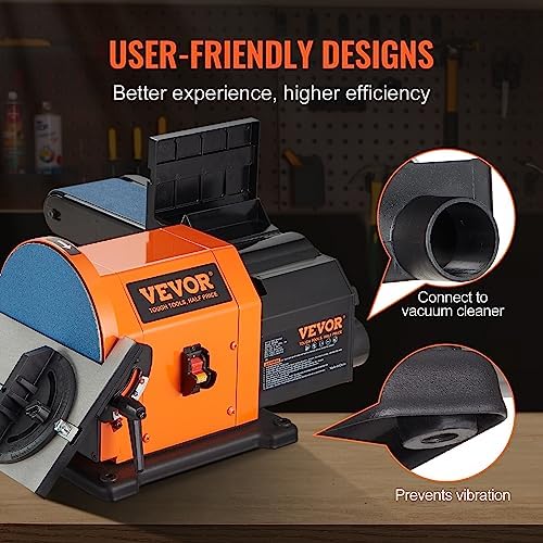 VEVOR Professional 4 x 36 in. Belt Sander with 8" Disc Sander, 5A Induction Motor Cast Aluminum Worktable for Woodworking, Metalworking