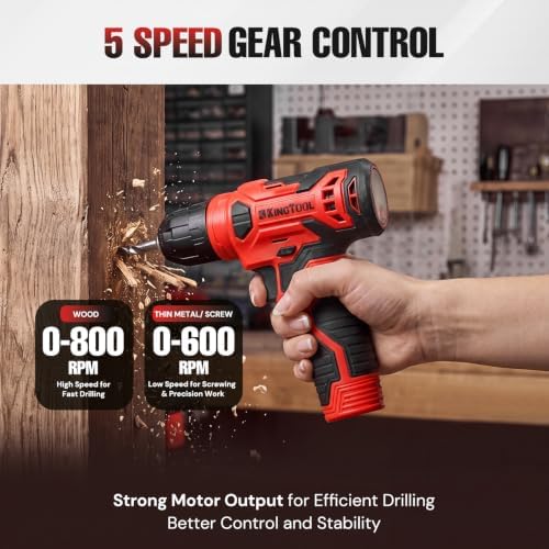 KingTool 156-Piece Red Tool Kit, 8V Cordless Drill for Home Repairs & DIY